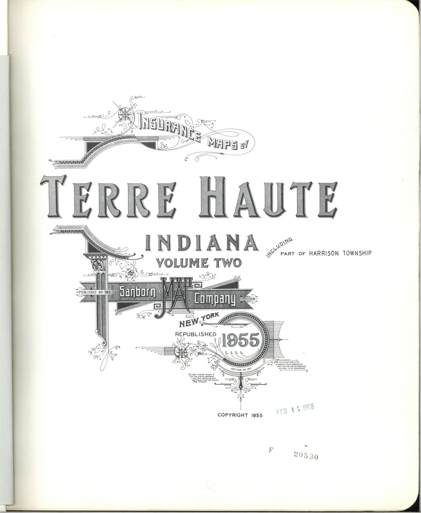 Sanborn Fire Insurance Map from Terre Haute, Vigo County, Indiana. (1955) – Historic Sanborn Fire Insurance Map Print