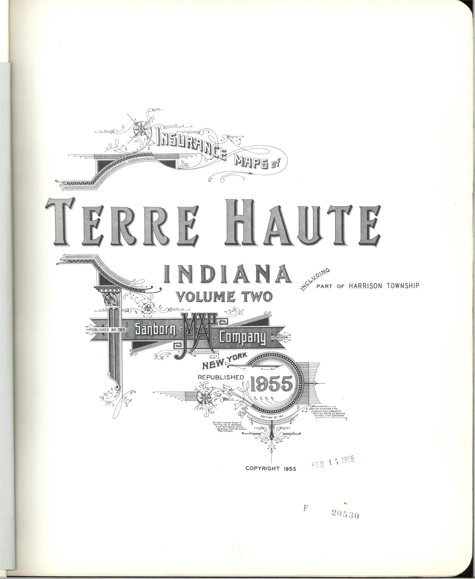 Sanborn Fire Insurance Map from Terre Haute, Vigo County, Indiana. (1955) – Historic Sanborn Fire Insurance Map Print