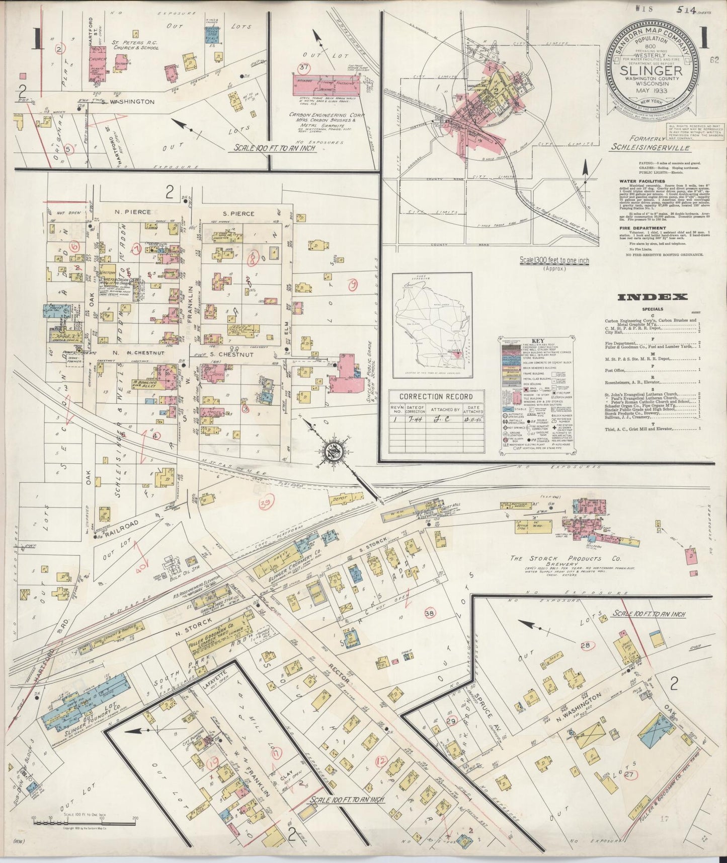 Sanborn Fire Insurance Map from Slinger, Washington County, Wisconsin (1944), Sheet #0001 - Complete Map Set gallery image, historic Sanborn map, vintage wall art, Wisconsin Wisconsin
