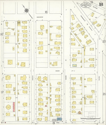 Sanborn Fire Insurance Map from Wenatchee, Chelan County, Washington (1921), Sheet #0018 - Complete Map Set gallery image, historic Sanborn map, vintage wall art, Washington Washington