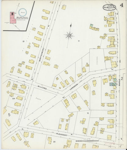 Sanborn Fire Insurance Map from Hamilton, Madison County, New York (1896), Sheet #0004 - Historic Sanborn Fire Insurance Map Print, vintage old map wall art, antique decor, genealogy gift, New York New York map