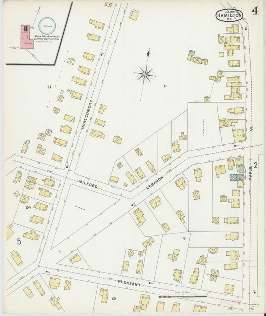 Sanborn Fire Insurance Map from Hamilton, Madison County, New York (1896), Sheet #0004 - Historic Sanborn Fire Insurance Map Print, vintage old map wall art, antique decor, genealogy gift, New York New York map