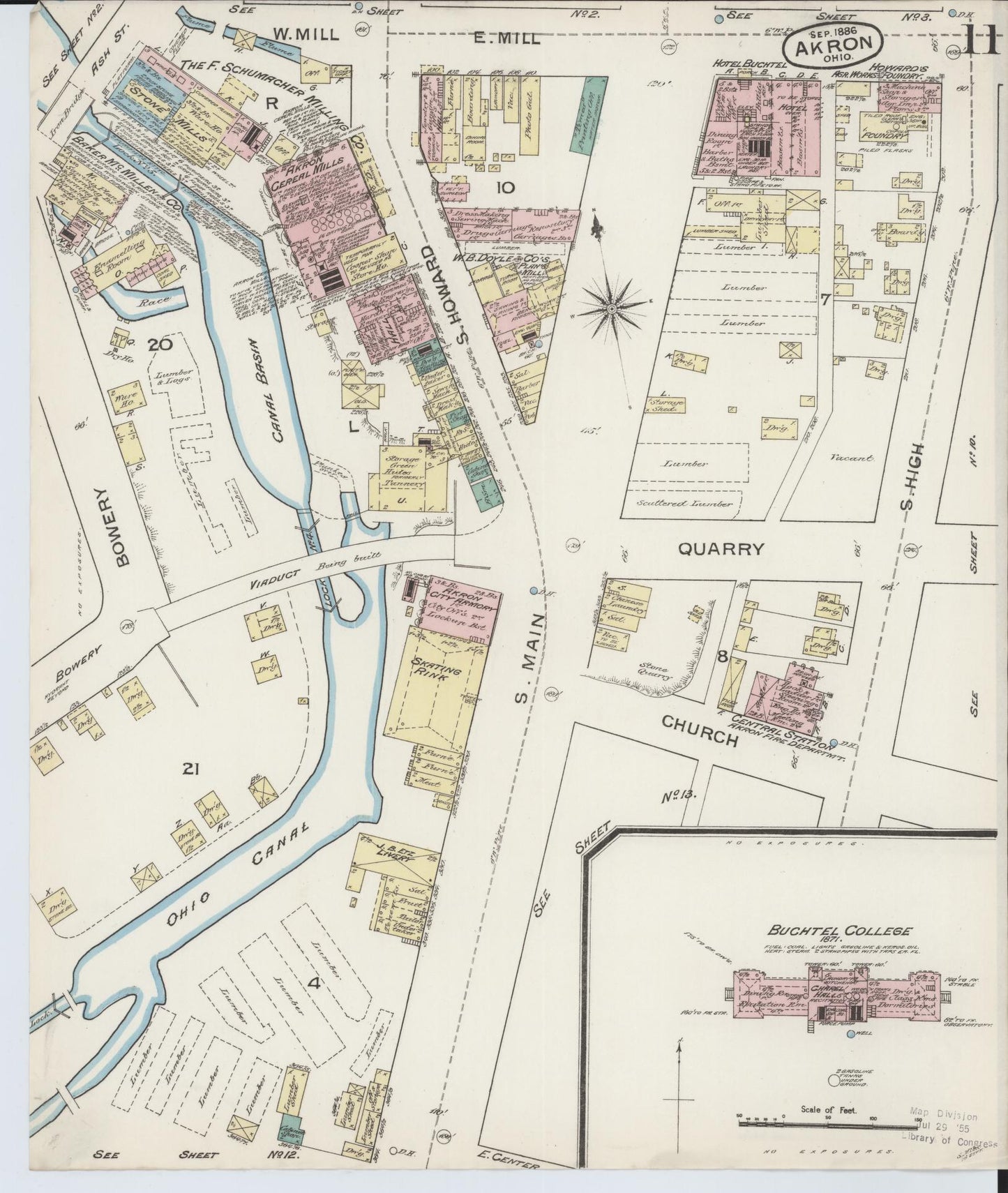 Sanborn Fire Insurance Map from Akron, Summit County, Ohio (1886), Sheet #0011 - Complete Map Set gallery image, historic Sanborn map, vintage wall art, Ohio Ohio