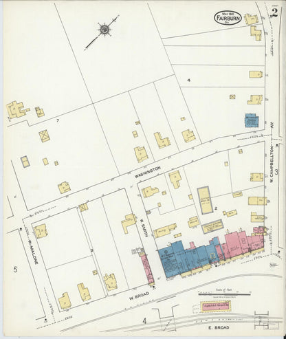 Sanborn Fire Insurance Map from Fairburn, Fulton County, Georgia (1921), Sheet #0002 - Complete Map Set gallery image, historic Sanborn map, vintage wall art, Georgia Georgia