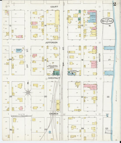 Sanborn Fire Insurance Map from Bellevue, Jackson County, Iowa (1894), Sheet #0002 - Historic Sanborn Fire Insurance Map Print