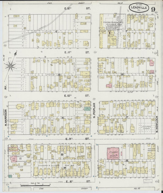 Sanborn Fire Insurance Map from Leadville, Lake County, Colorado (1889), Sheet #0009 - Historic Sanborn Fire Insurance Map Print, vintage old map wall art, antique decor, genealogy gift, Colorado Colorado map