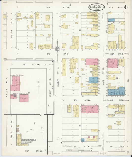 Sanborn Fire Insurance Map from Thief River Falls, Pennington County, Minnesota (1912), Sheet #0004 - Historic Sanborn Fire Insurance Map Print, vintage old map wall art, antique decor, genealogy gift, Minnesota Minnesota map