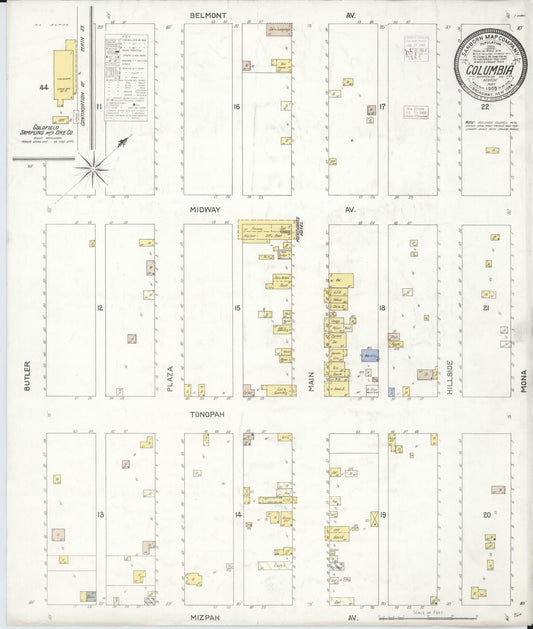 Sanborn Fire Insurance Map from Columbia, Esmeralda County, Nevada (1905), Sheet #0001 - Historic Sanborn Fire Insurance Map Print, vintage old map wall art, antique decor, genealogy gift, Nevada Nevada map