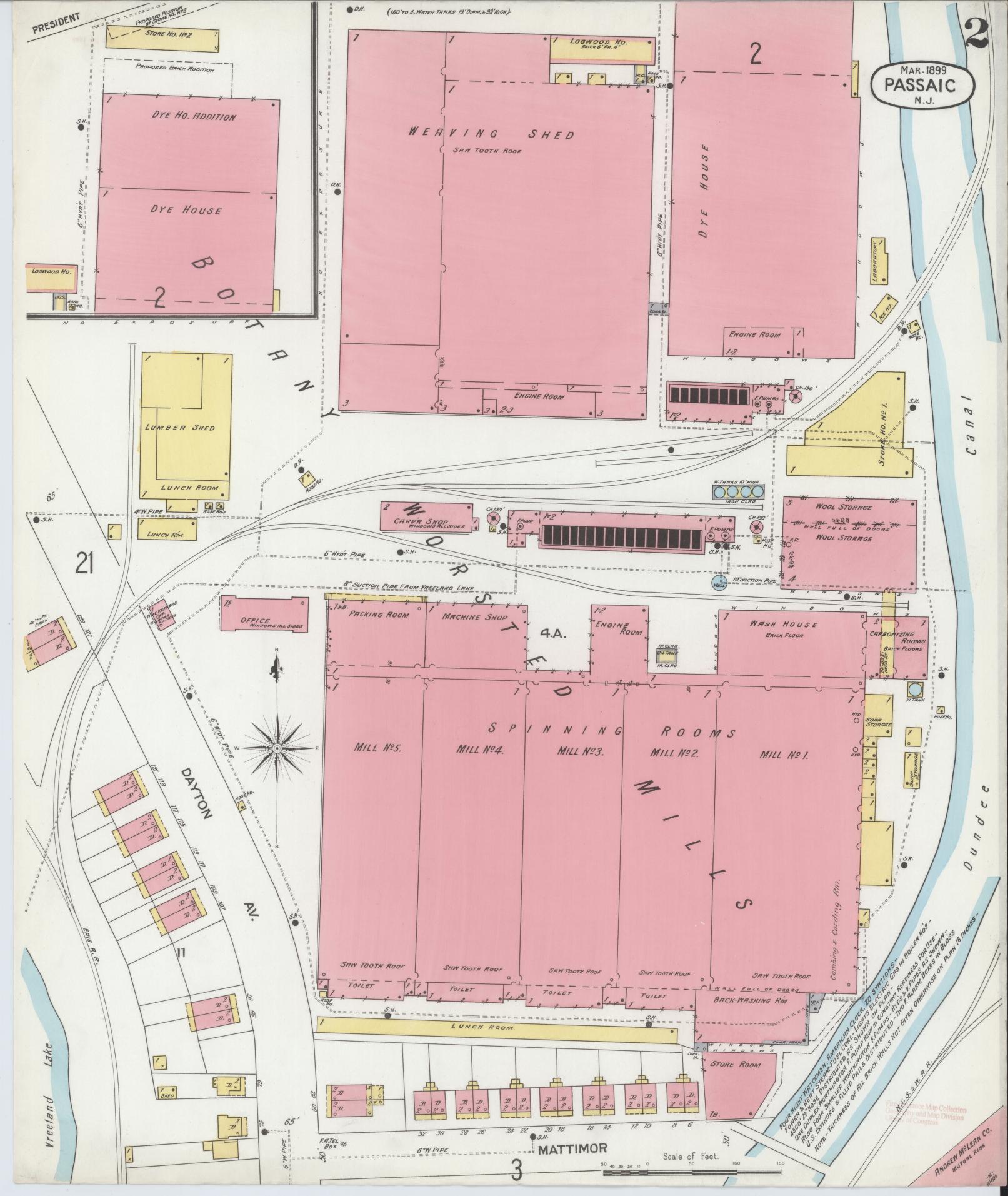 Sanborn Fire Insurance Map from Passaic, Passaic County, New Jersey (1899), Sheet #0002 - Complete Map Set gallery image, historic Sanborn map, vintage wall art, New Jersey New Jersey