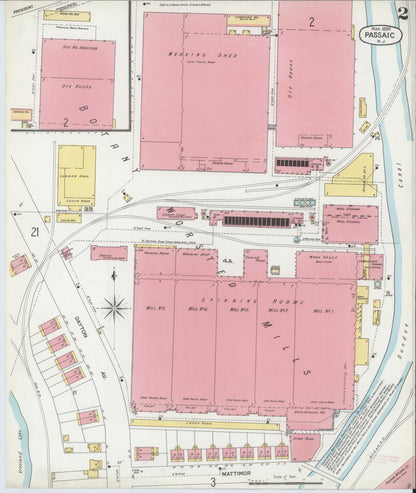 Sanborn Fire Insurance Map from Passaic, Passaic County, New Jersey (1899), Sheet #0002 - Complete Map Set gallery image, historic Sanborn map, vintage wall art, New Jersey New Jersey