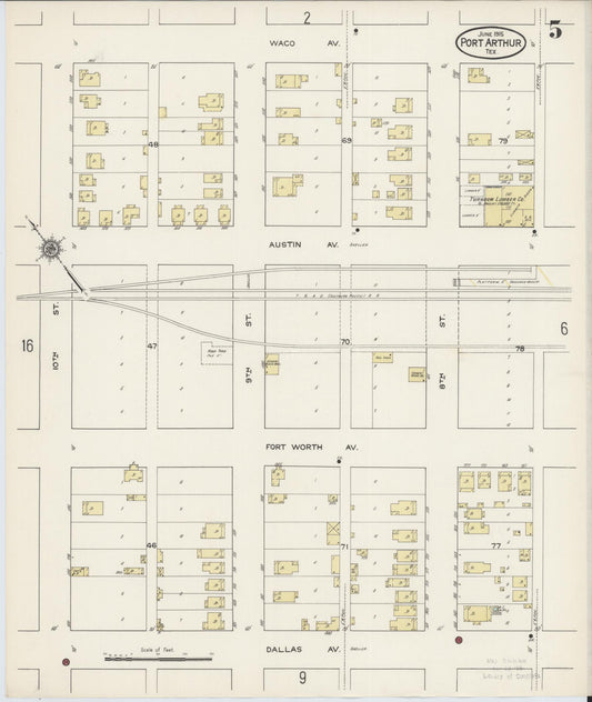 Sanborn Fire Insurance Map from Port Arthur, Jefferson County, Texas (1915), Sheet #0005 - Historic Sanborn Fire Insurance Map Print, vintage old map wall art, antique decor, genealogy gift, Texas Texas map