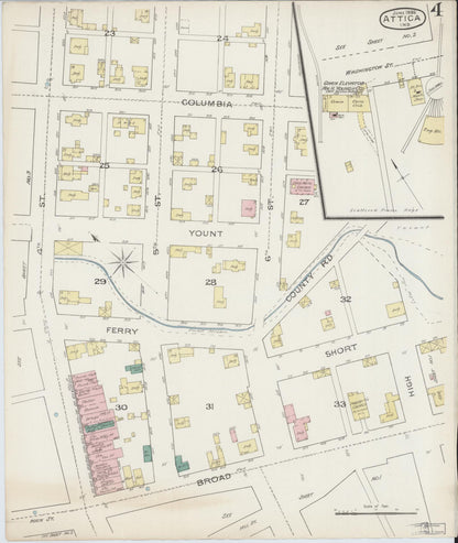 Sanborn Fire Insurance Map from Attica, Fountain County, Indiana (1886), Sheet #0004 - Historic Sanborn Fire Insurance Map Print, vintage old map wall art, antique decor, genealogy gift, Indiana Indiana map