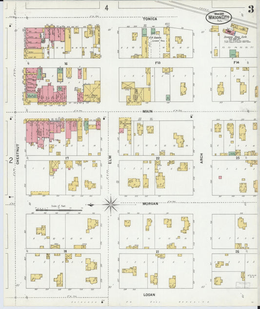 Sanborn Fire Insurance Map from Mason City, Mason County, Illinois (1899), Sheet #0003 - Historic Sanborn Fire Insurance Map Print, vintage old map wall art, antique decor, genealogy gift, Illinois Illinois map