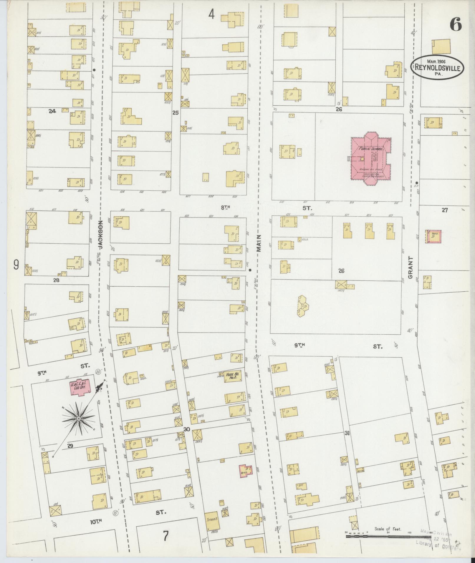 Sanborn Fire Insurance Map from Reynoldsville, Jefferson County, Pennsylvania (1906), Sheet #0006 - Complete Map Set gallery image, historic Sanborn map, vintage wall art, Pennsylvania Pennsylvania
