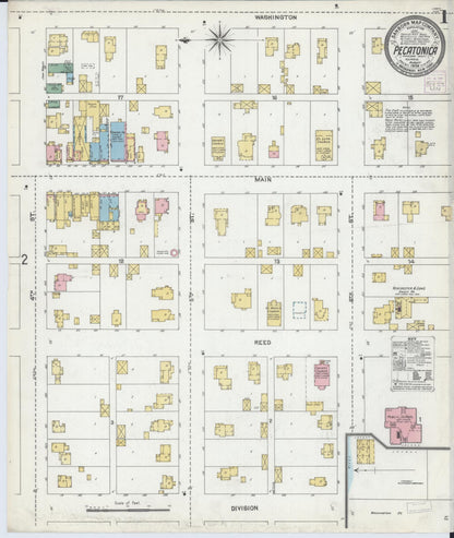 Sanborn Fire Insurance Map from Pecatonica, Winnebago County, Illinois (1904), Sheet #0001 - Historic Sanborn Fire Insurance Map Print, vintage old map wall art, antique decor, genealogy gift, Illinois Illinois map