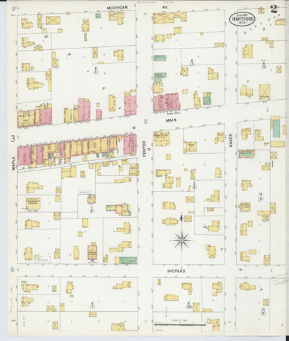 Sanborn Fire Insurance Map from Hartford, Van Buren County, Michigan (1899), Sheet #0002 - Complete Map Set gallery image, historic Sanborn map, vintage wall art, Michigan Michigan
