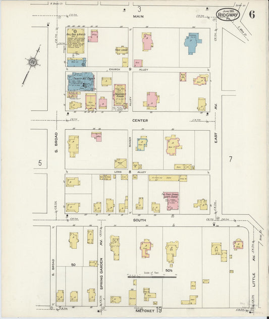 Sanborn Fire Insurance Map from Ridgway, Elk County, Pennsylvania (1915), Sheet #0006 - Historic Sanborn Fire Insurance Map Print, vintage old map wall art, antique decor, genealogy gift, Pennsylvania Pennsylvania map