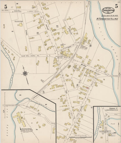Sanborn Fire Insurance Map from Farmington, Franklin County, Maine (1922), Sheet #0005 - Complete Map Set gallery image, historic Sanborn map, vintage wall art, Maine Maine