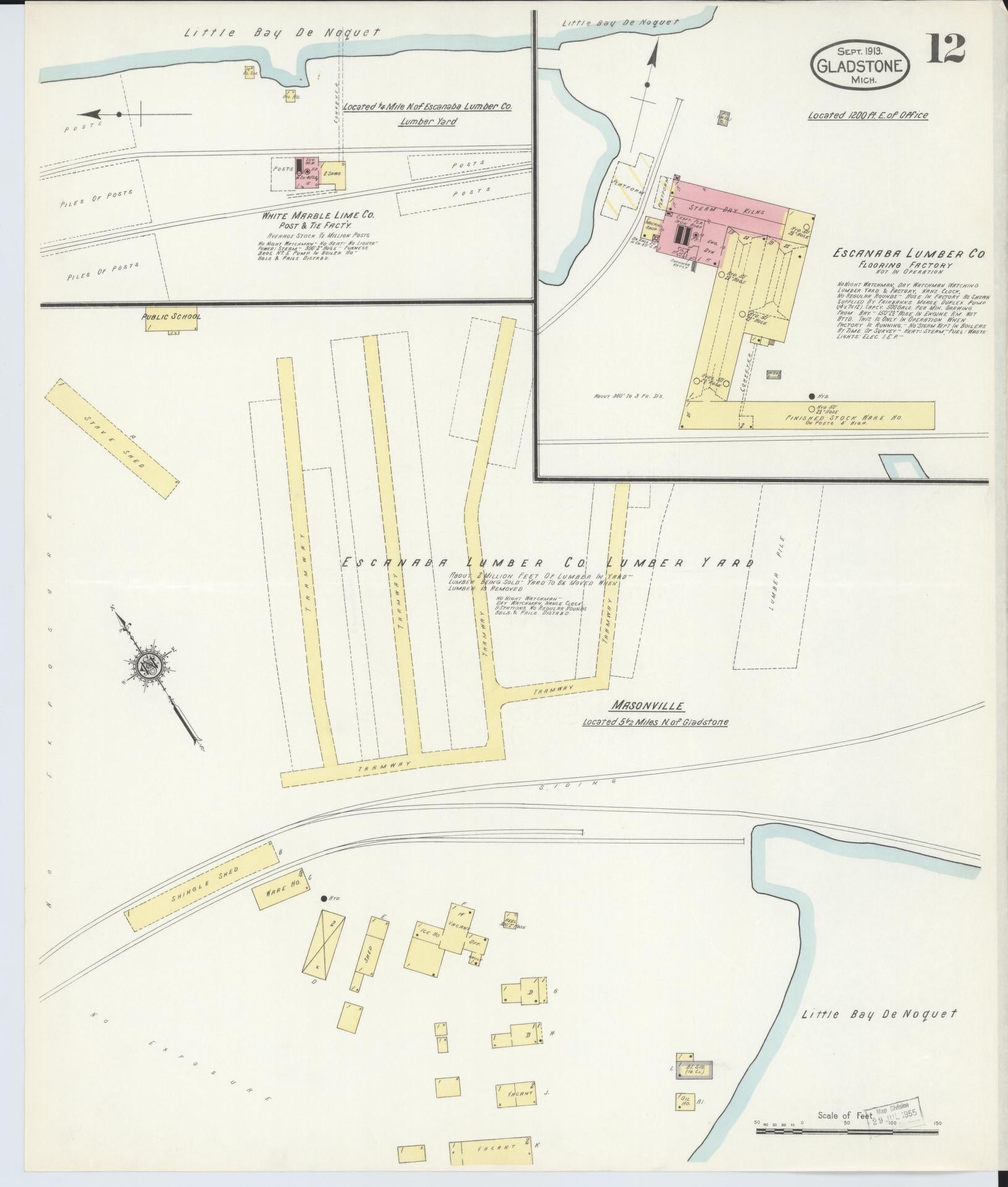 Sanborn Fire Insurance Map from Gladstone, Delta County, Michigan (1913), Sheet #0012 - Complete Map Set gallery image, historic Sanborn map, vintage wall art, Michigan Michigan