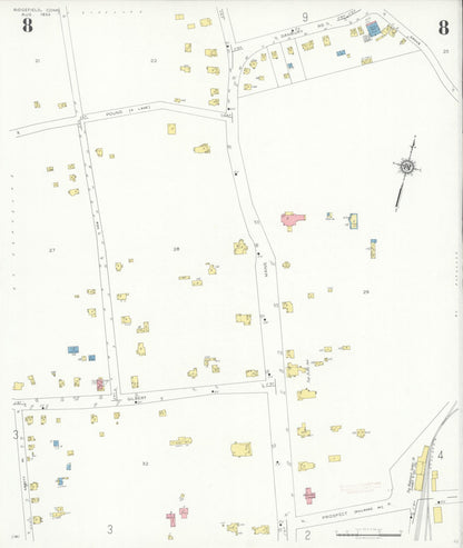 Sanborn Fire Insurance Map from Ridgefield, Fairfield County, Connecticut (1933), Sheet #0008 - Complete Map Set gallery image, historic Sanborn map, vintage wall art, Connecticut Connecticut