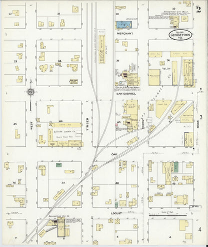 Sanborn Fire Insurance Map from Georgetown, Williamson County, Texas (1910), Sheet #0002 - Complete Map Set gallery image, historic Sanborn map, vintage wall art, Texas Texas
