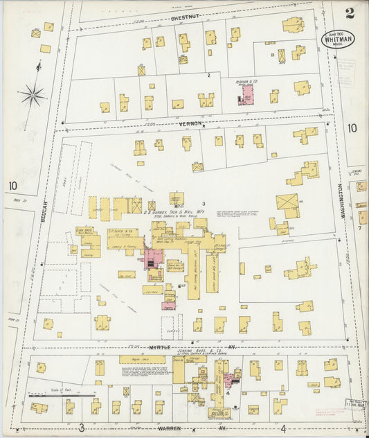 Sanborn Fire Insurance Map from Whitman, Plymouth County, Massachusetts (1900), Sheet #0002 - Historic Sanborn Fire Insurance Map Print, vintage old map wall art, antique decor, genealogy gift, Massachusetts Massachusetts map