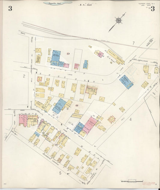 Sanborn Fire Insurance Map from Tupper Lake, Franklin County, New York (1950), Sheet #0003 - Historic Sanborn Fire Insurance Map Print, vintage old map wall art, antique decor, genealogy gift, New York New York map