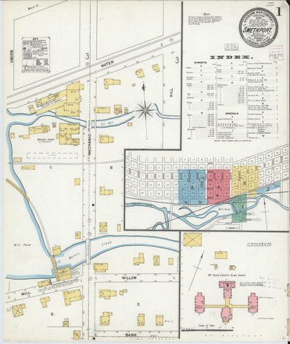 Sanborn Fire Insurance Map from Smethport, McKean County, Pennsylvania (1903), Sheet #0001 - Complete Map Set gallery image, historic Sanborn map, vintage wall art, Pennsylvania Pennsylvania