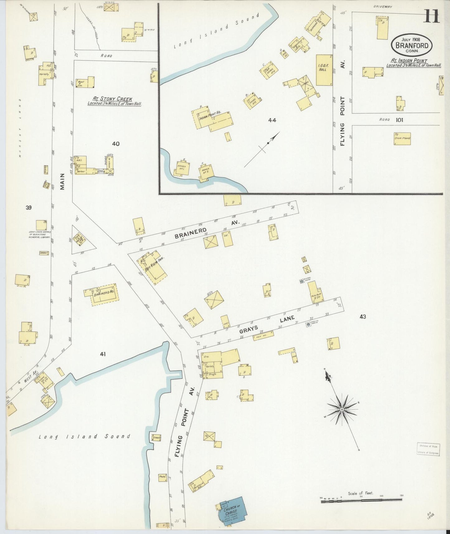 Sanborn Fire Insurance Map from Branford, New Haven County, Connecticut (1908), Sheet #0011 - Complete Map Set gallery image, historic Sanborn map, vintage wall art, Connecticut Connecticut