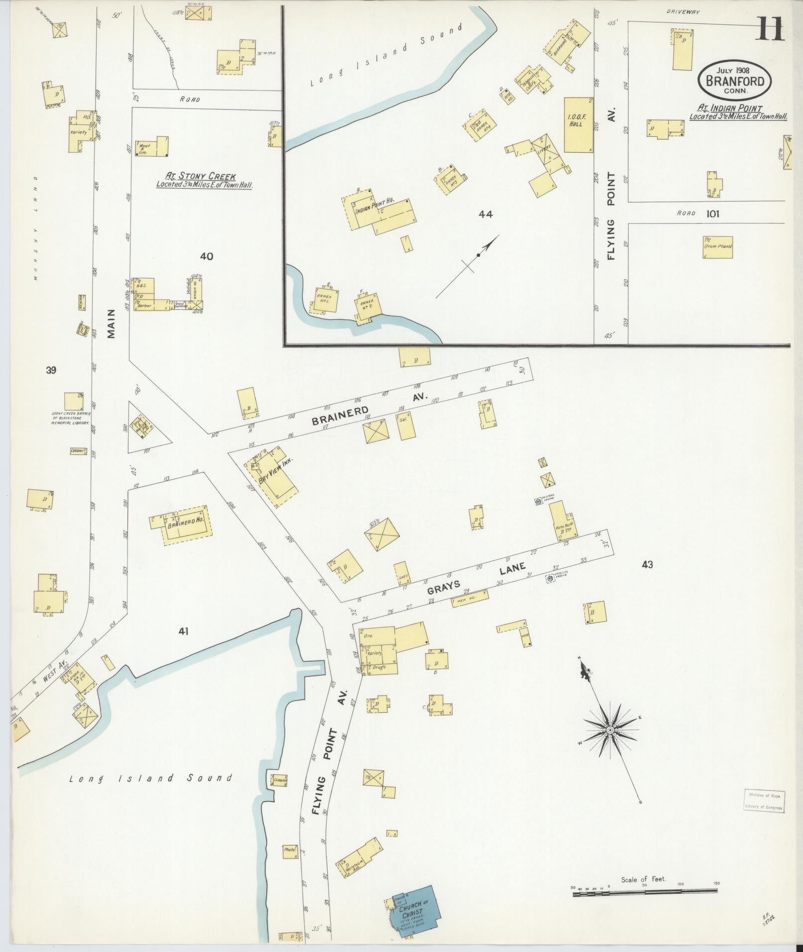 Sanborn Fire Insurance Map from Branford, New Haven County, Connecticut (1908), Sheet #0011 - Complete Map Set gallery image, historic Sanborn map, vintage wall art, Connecticut Connecticut