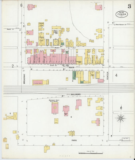 Sanborn Fire Insurance Map from Fonda, Montgomery County, New York (1901), Sheet #0003 - Historic Sanborn Fire Insurance Map Print, vintage old map wall art, antique decor, genealogy gift, New York New York map