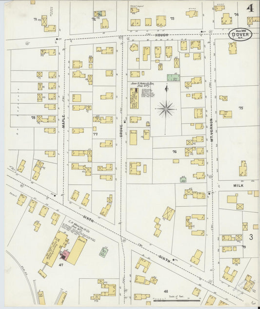 Sanborn Fire Insurance Map from Dover, Strafford County, New Hampshire (1898), Sheet #0004 - Historic Sanborn Fire Insurance Map Print, vintage old map wall art, antique decor, genealogy gift, New Hampshire New Hampshire map