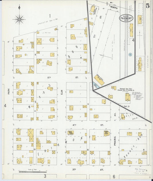 Sanborn Fire Insurance Map from Fairmont, Martin County, Minnesota (1900), Sheet #0005 - Historic Sanborn Fire Insurance Map Print, vintage old map wall art, antique decor, genealogy gift, Minnesota Minnesota map