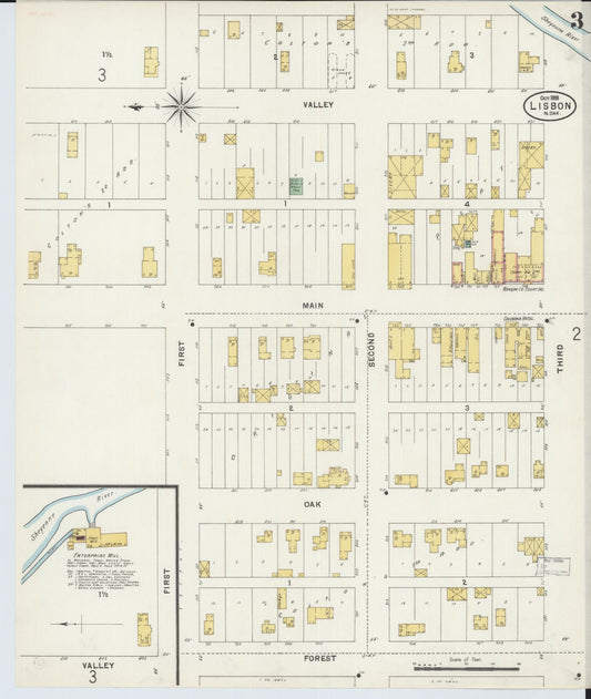 Sanborn Fire Insurance Map from Lisbon, Ransom County, North Dakota (1898), Sheet #0003 - Historic Sanborn Fire Insurance Map Print, vintage old map wall art, antique decor, genealogy gift, North Dakota North Dakota map
