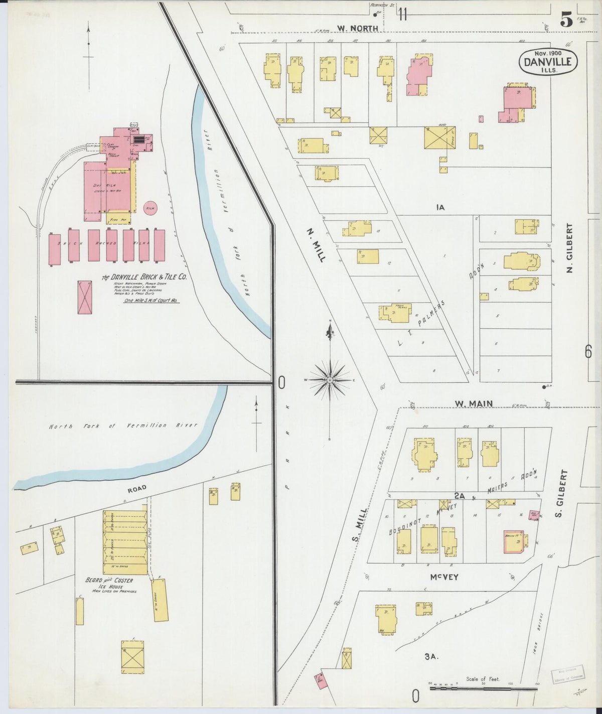 Sanborn Fire Insurance Map from Danville, Vermilion County, Illinois (1900), Sheet #0005 - Complete Map Set gallery image, historic Sanborn map, vintage wall art, Illinois Illinois