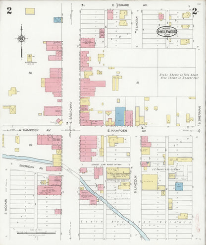 Sanborn Fire Insurance Map from Englewood, Arapahoe County, Colorado (1927), Sheet #0002 - Complete Map Set gallery image, historic Sanborn map, vintage wall art, Colorado Colorado