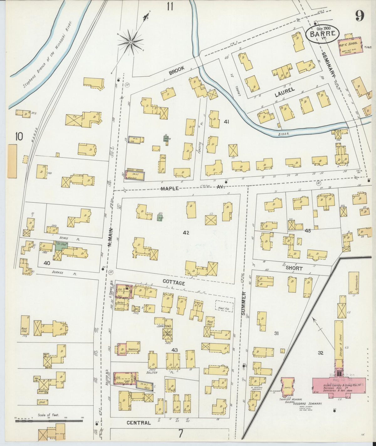 Sanborn Fire Insurance Map from Barre, Washington County, Vermont (1900), Sheet #0009 - Complete Map Set gallery image, historic Sanborn map, vintage wall art, Vermont Vermont
