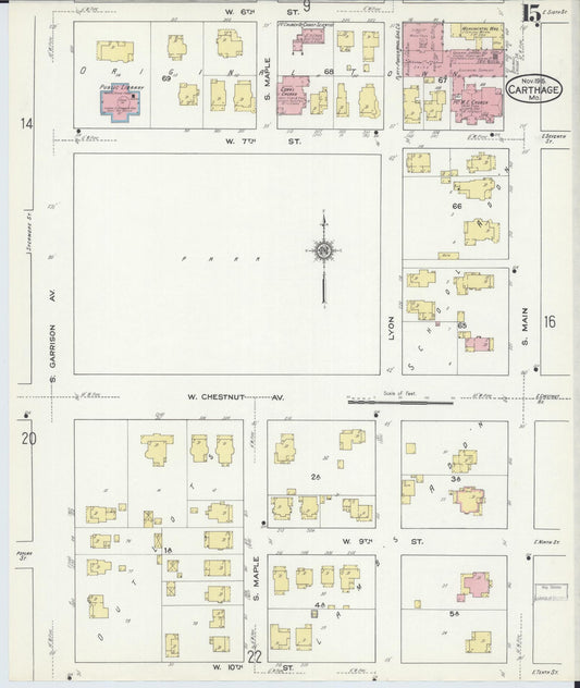 Sanborn Fire Insurance Map from Carthage, Jasper County, Missouri (1915), Sheet #0015 - Historic Sanborn Fire Insurance Map Print, vintage old map wall art, antique decor, genealogy gift, Missouri Missouri map