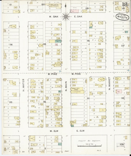 Sanborn Fire Insurance Map from Wichita, Sedgwick County, Kansas (1887), Sheet #0018 - Historic Sanborn Fire Insurance Map Print, vintage old map wall art, antique decor, genealogy gift, Kansas Kansas map