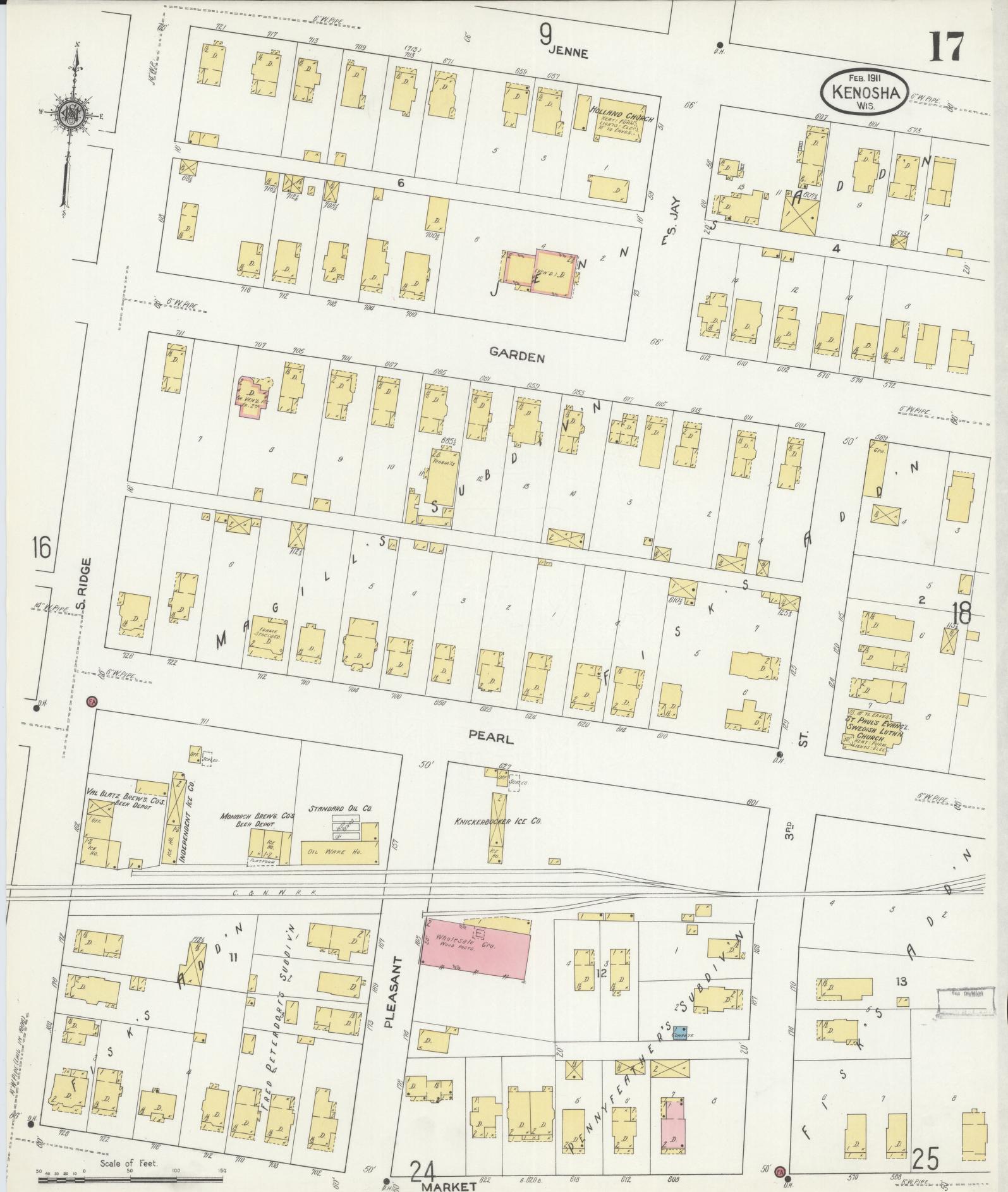 Sanborn Fire Insurance Map from Kenosha, Kenosha County, Wisconsin (1911), Sheet #0017 - Complete Map Set gallery image, historic Sanborn map, vintage wall art, Wisconsin Wisconsin