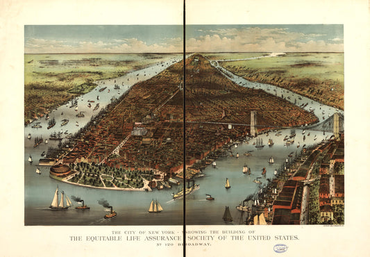 The city of New York. (1883) – Historic Bird’s-Eye View Panorama Print