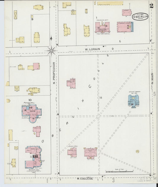 Sanborn Fire Insurance Map from Oberlin, Lorain County, Ohio (1893), Sheet #0002 - Historic Sanborn Fire Insurance Map Print, vintage old map wall art, antique decor, genealogy gift, Ohio Ohio map