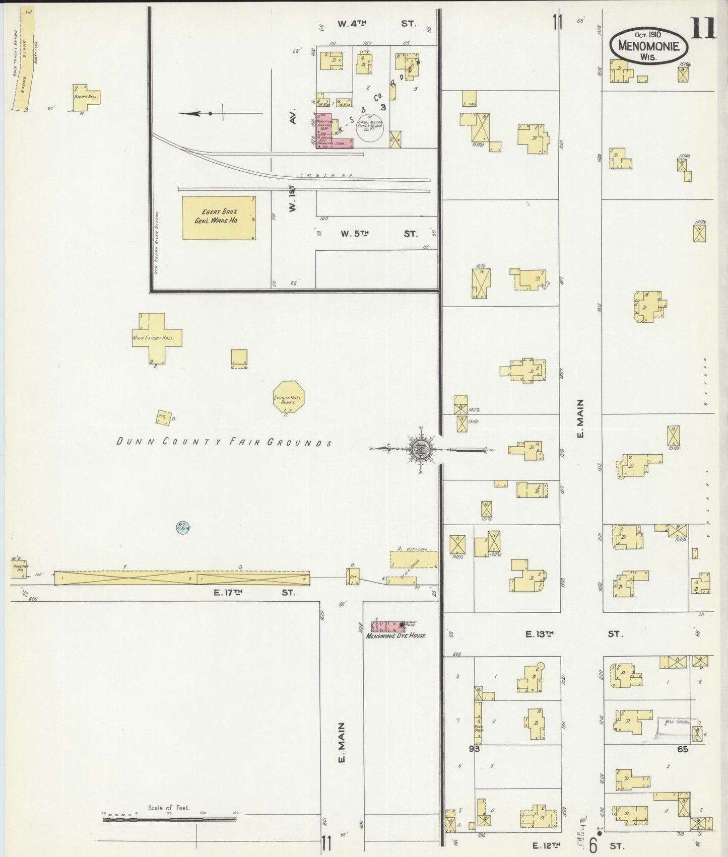 Sanborn Fire Insurance Map from Menomonie, Dunn County, Wisconsin (1910), Sheet #0011 - Complete Map Set gallery image, historic Sanborn map, vintage wall art, Wisconsin Wisconsin