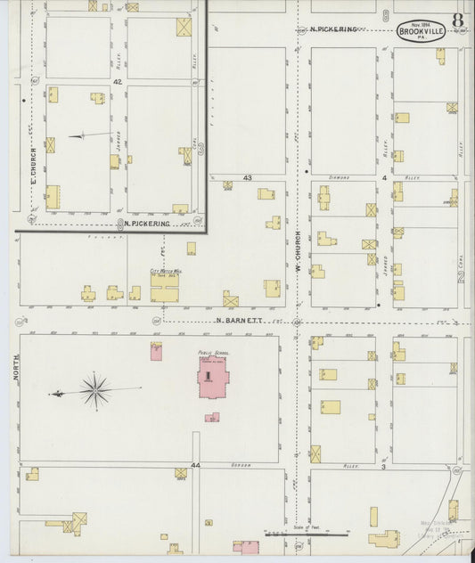 Sanborn Fire Insurance Map from Brookville, Jefferson County, Pennsylvania (1894), Sheet #0008 - Historic Sanborn Fire Insurance Map Print, vintage old map wall art, antique decor, genealogy gift, Pennsylvania Pennsylvania map
