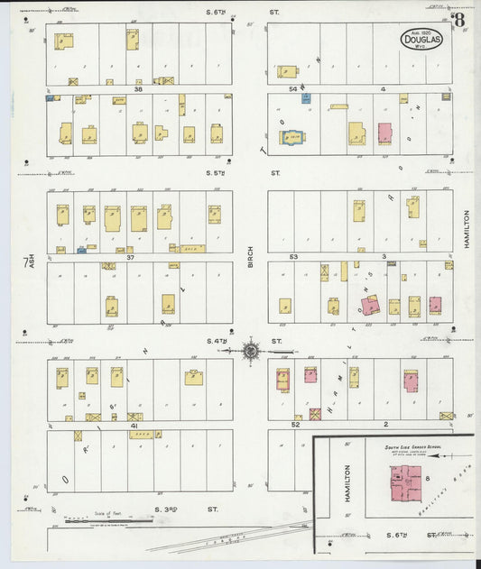 Sanborn Fire Insurance Map from Douglas, Converse County, Wyoming (1920), Sheet #0008 - Historic Sanborn Fire Insurance Map Print, vintage old map wall art, antique decor, genealogy gift, Wyoming Wyoming map
