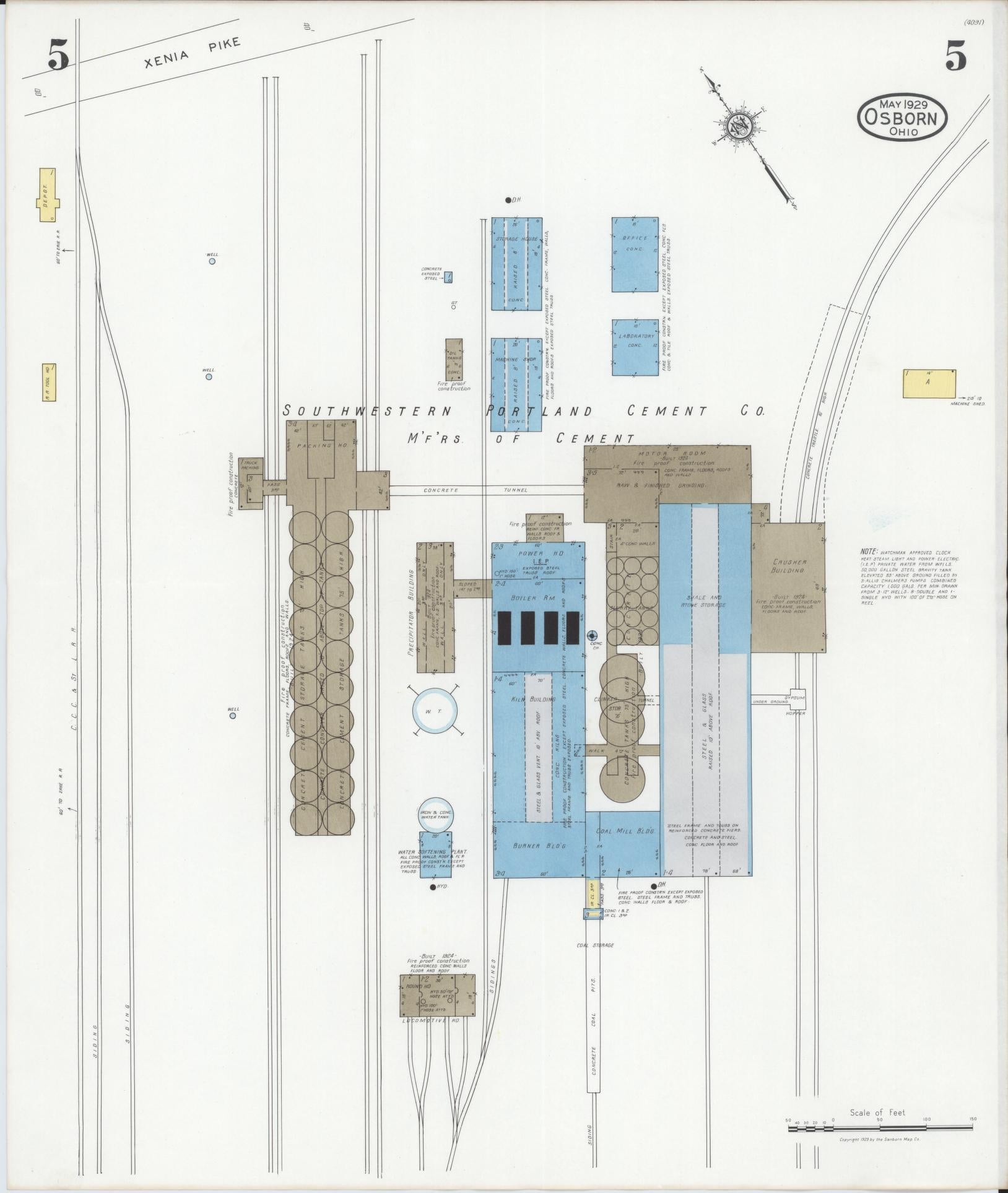 Sanborn Fire Insurance Map from Osborn, Greene County, Ohio (1929), Sheet #0005 - Historic Sanborn Fire Insurance Map Print, vintage old map wall art, antique decor, genealogy gift, Ohio Ohio map
