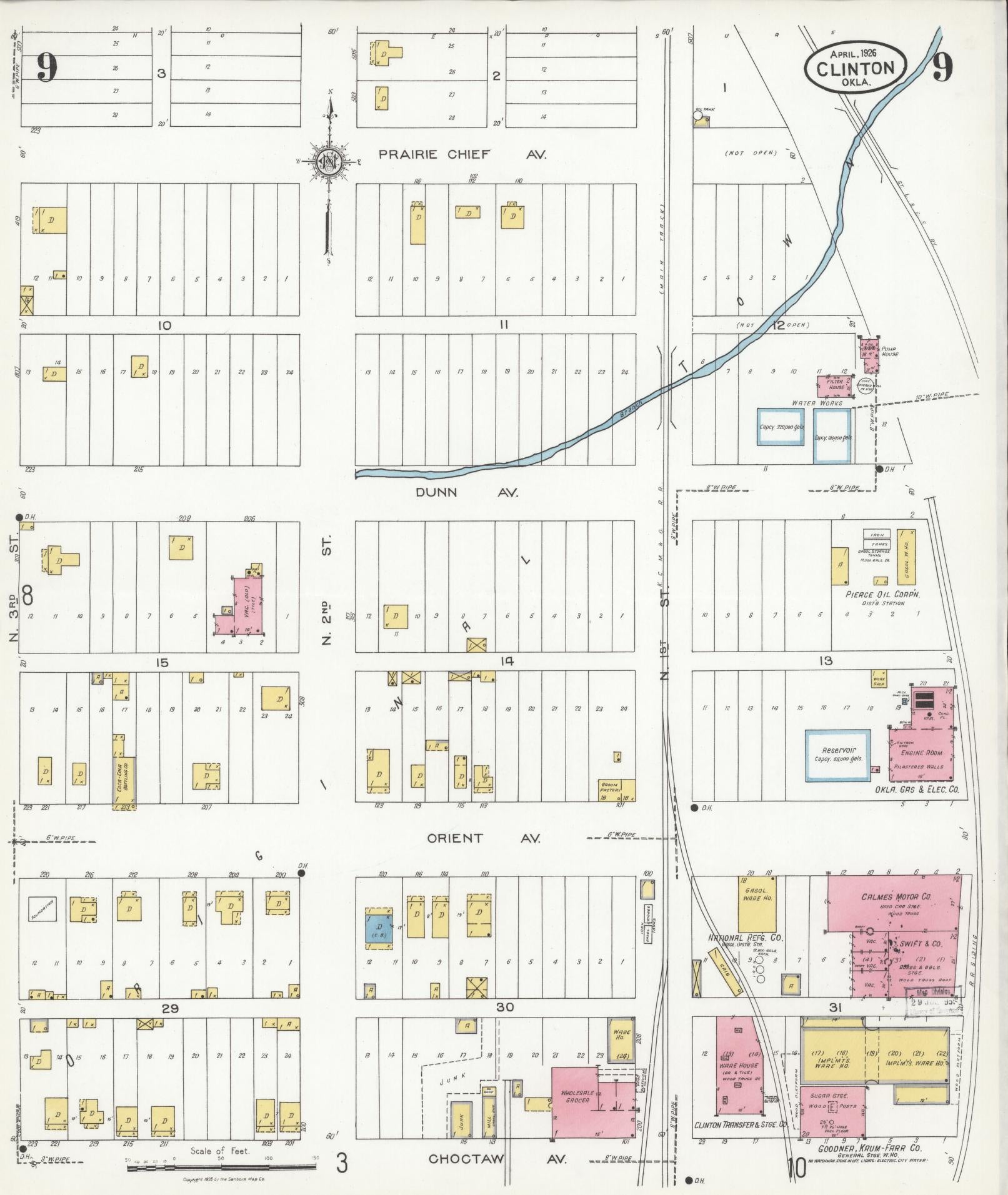 Sanborn Fire Insurance Map from Clinton, Custer County, Oklahoma (1926), Sheet #0009 - Historic Sanborn Fire Insurance Map Print, vintage old map wall art, antique decor, genealogy gift, Oklahoma Oklahoma map