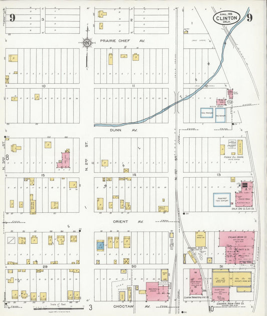 Sanborn Fire Insurance Map from Clinton, Custer County, Oklahoma (1926), Sheet #0009 - Historic Sanborn Fire Insurance Map Print, vintage old map wall art, antique decor, genealogy gift, Oklahoma Oklahoma map
