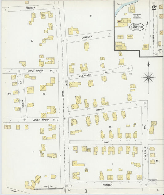 Sanborn Fire Insurance Map from Sanford, York County, Maine (1901), Sheet #0002 - Historic Sanborn Fire Insurance Map Print, vintage old map wall art, antique decor, genealogy gift, Maine Maine map