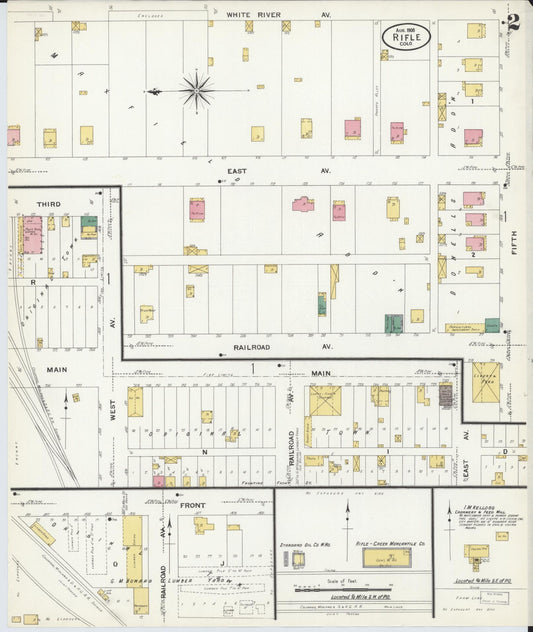Sanborn Fire Insurance Map from Rifle, Garfield County, Colorado (1908), Sheet #0002 - Historic Sanborn Fire Insurance Map Print, vintage old map wall art, antique decor, genealogy gift, Colorado Colorado map